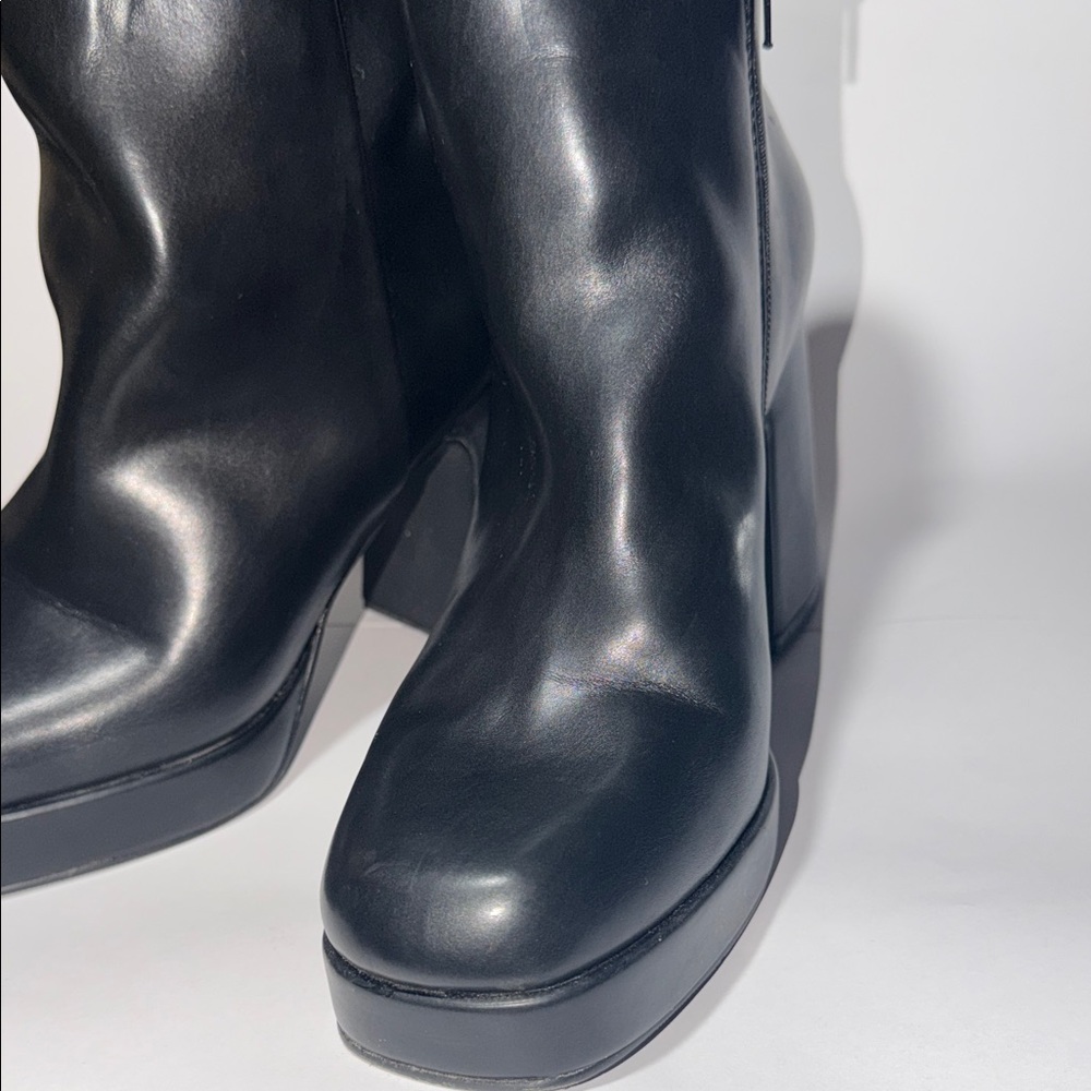 Madden Girl Black Platform Ankle Booties with Side Zip - Picture 5 of 6
